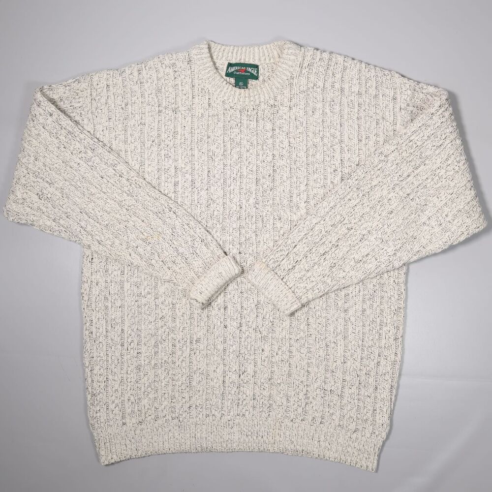 Vintage American Eagle Knit Sweater Chunky Bone Fisherman Cotton Men's XL